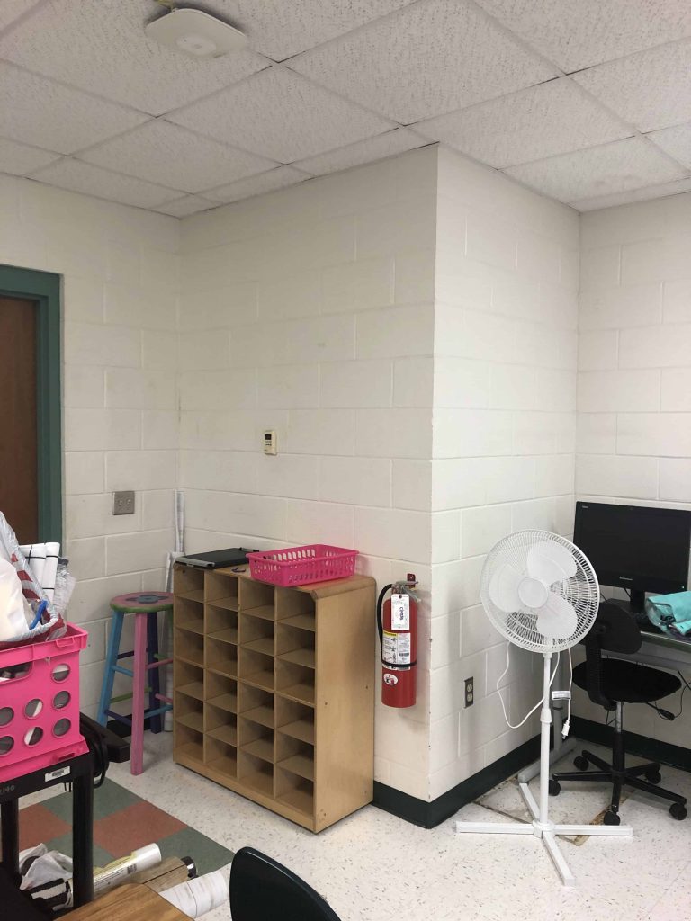 Back of room before classroom makeover