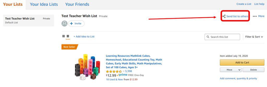 How to Share Your Teacher Amazon Wishlist with Others