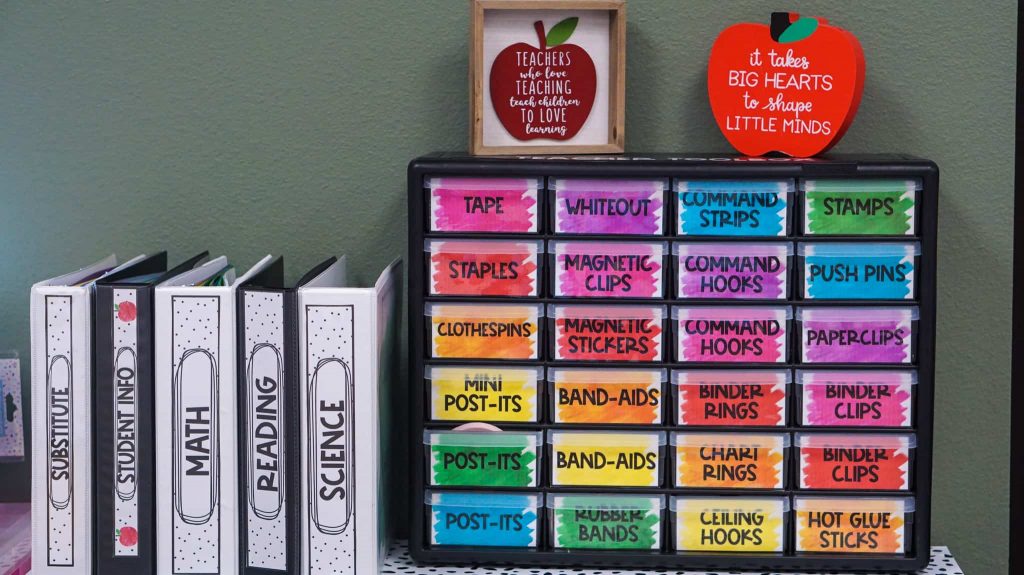 Watercolor Teacher Toolbox for any teacher that wants to better organize the classroom
