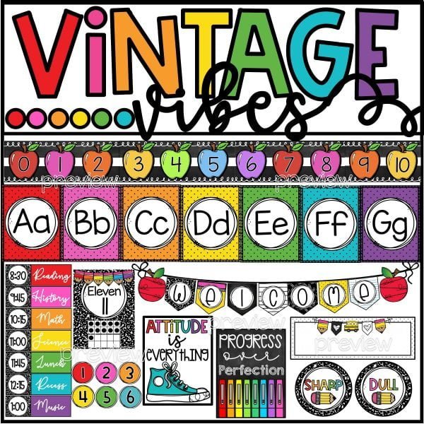 Bright Vintage Vibes Classroom Decor Bundle