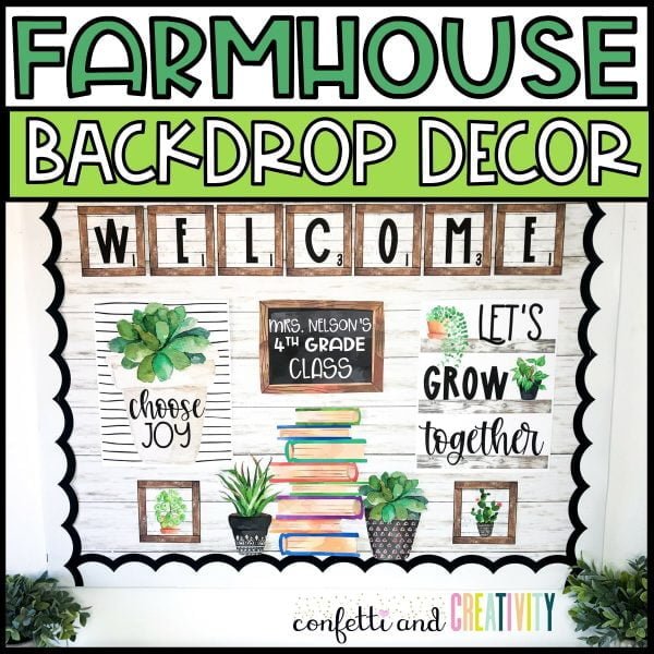 Farmhouse Distance Learning Backdrop Decor | Confetti & Creativity