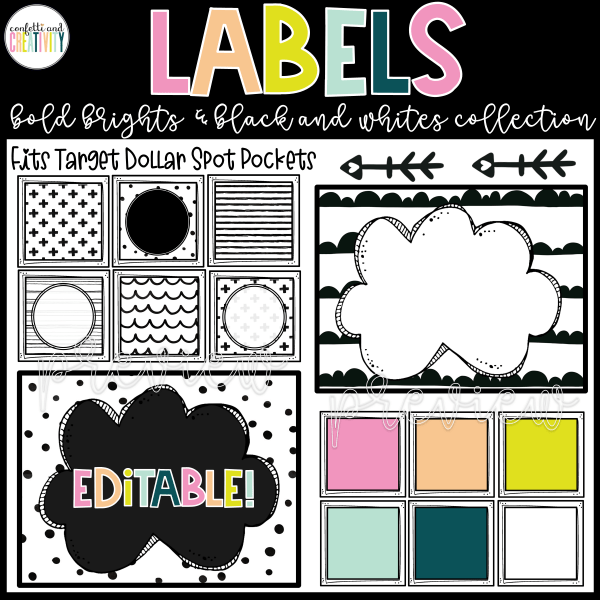 Bold Brights EDITABLE Labels