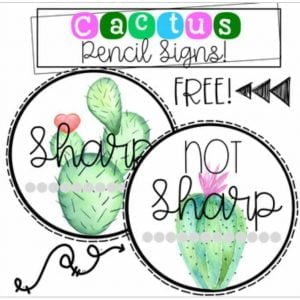 Cactus Pencil Sign FREEBIE