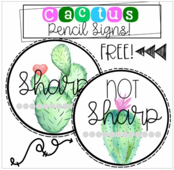 Cactus Pencil Sign FREEBIE