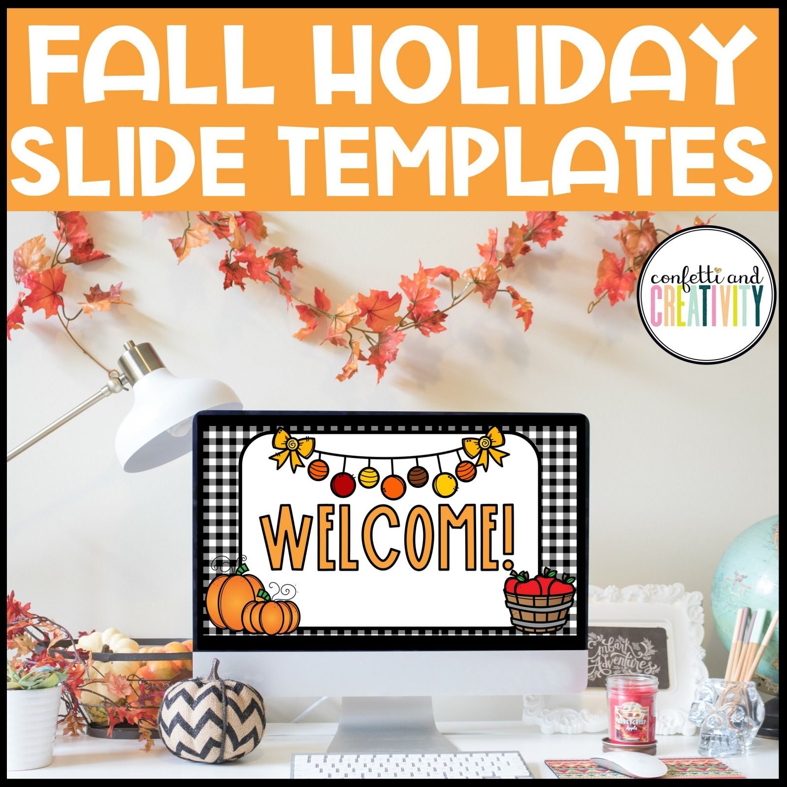 Fall Holiday Google Slides Template Distance Learning Confetti