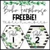 FREEBIE Boho Farmhouse Table Numbers 1-10