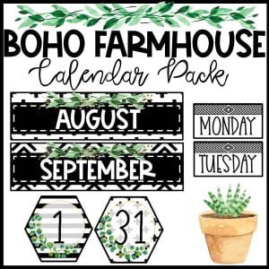 Boho Farmhouse Classroom Jobs and Banner