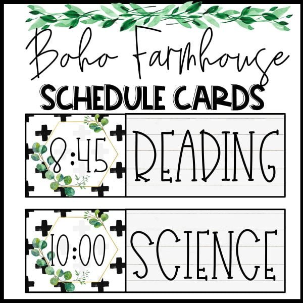 Boho Farmhouse Editable Schedule Cards