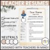 Neutrals Editable Teacher Resume Templates