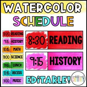 Watercolor Schedule Cards