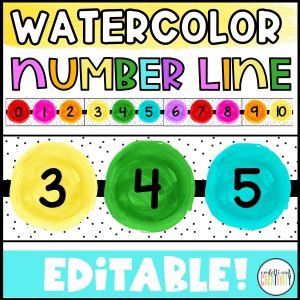 Watercolor Number Line 0-200 | Negative Number Line