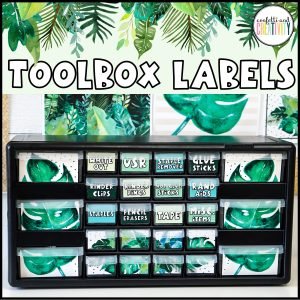 Tropical Editable 10 Drawer Cart Labels