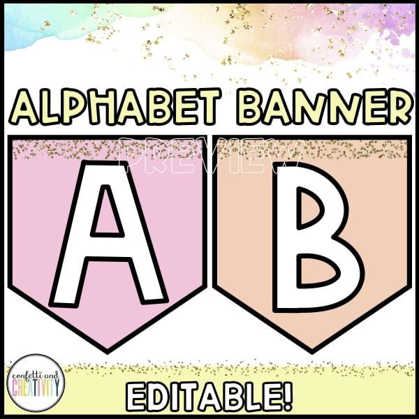 Pastel Alphabet Banner | Confetti & Creativity