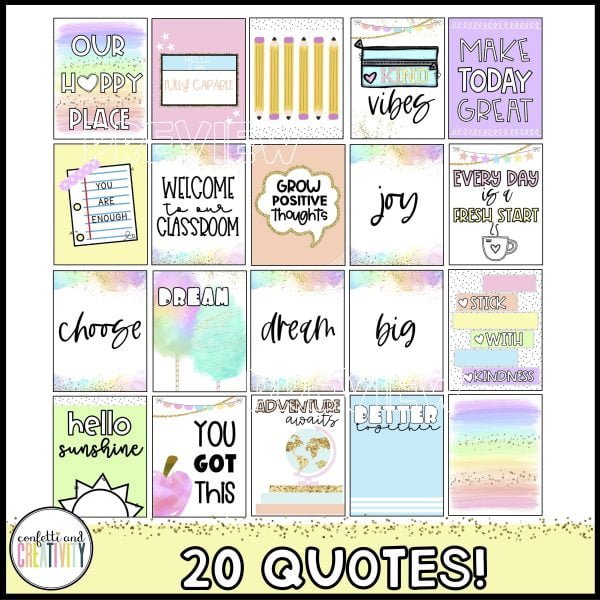 Pastel Quotes Posters | Confetti & Creativity