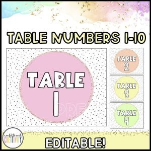 Pastel Table Numbers 1-10