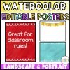 Watercolor Editable Posters