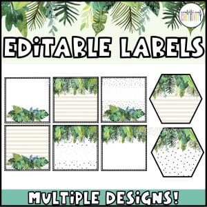 Tropical Editable 10 Drawer Cart Labels