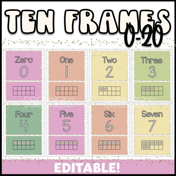 Retro Numbers 0-20 with Ten Frames