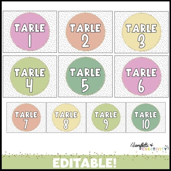 Retro Table & Group Numbers 1-10