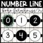 Shows the boho farmhouse number line from numbers 0 to 6. The number line features a boho tribal pattern and farmhouse greenery.