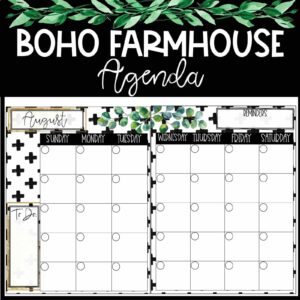 Shows the cover photo for the Boho Farmhouse Teacher Agenda. Helpful to keep a teacher organized or to make lesson plans