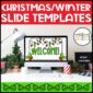 Shows the first slide from the Christmas Google Slide Templates. Also compatible with Powerpoint slides