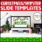 Shows the first slide from the Christmas and Winter google slide templates. Compatible with Powerpoint or Google Slides, and allows a teacher to create anything they need for their classroom