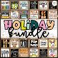 Shows many different posters that come in this holiday bundle that includes 9 different posters for 10 different holidays. These posters are designed to decorate classrooms