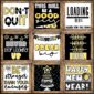 Shows all 9 New Year's Day Posters on a bulletin board with a banner