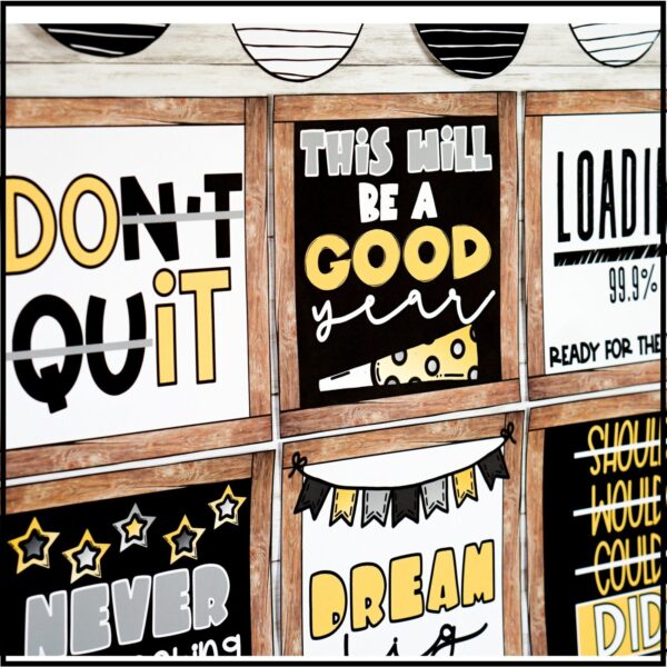 Farmhouse Holiday Posters Bundle - Close up of New Year's Posters Shows a close up of the New Year's Day posters from the Holiday posters bundle