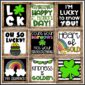 Shows all 9 St. Patrick's Day Posters on a bulletin board with a banner