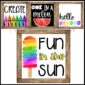 Shows all 9 Summer Posters on a bulletin board with a banner