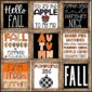 Shows all 9 Fall posters with a wooden frame