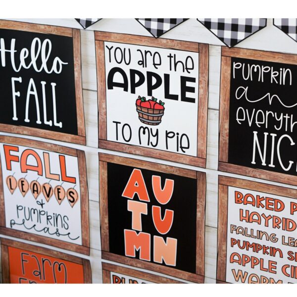 Farmhouse Holiday Posters Bundle - Close up of Fall Posters Shows a close up of the Fall posters from the Holiday posters bundle