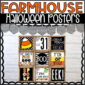 Shows all 9 Halloween posters with a wooden frame