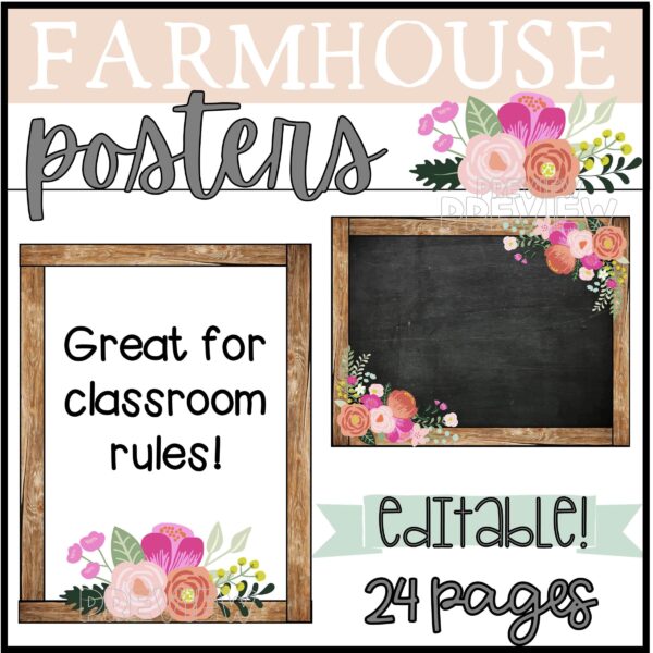 Farmhouse Floral Classroom Posters 1