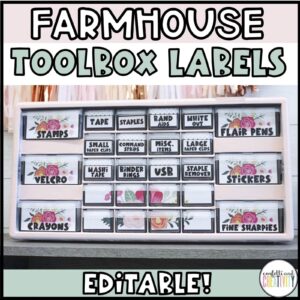 Farmhouse Floral Teacher Toolbox Labels