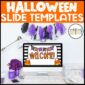 Shows the first Halloween Google Slide Template on a stock photo