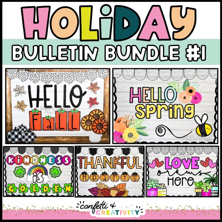 Shows both the fall and spring bulletin boards as part of the bundle