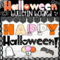 Shows the Halloween Bulletin Board for the classroom with the phrase "Happy Halloween"