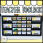Shows the lemon teacher toolbox set up in a real classroom. The toolbox is perfect for a teacher to hold everything they need for their classroom. The teacher toolbox in the picture is black