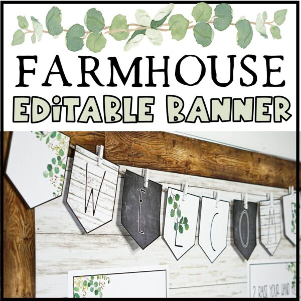 Shows an example of the editable banners on the bulletin board with the message "welcome". Perfect for any message that a teacher might want to put on a banner.