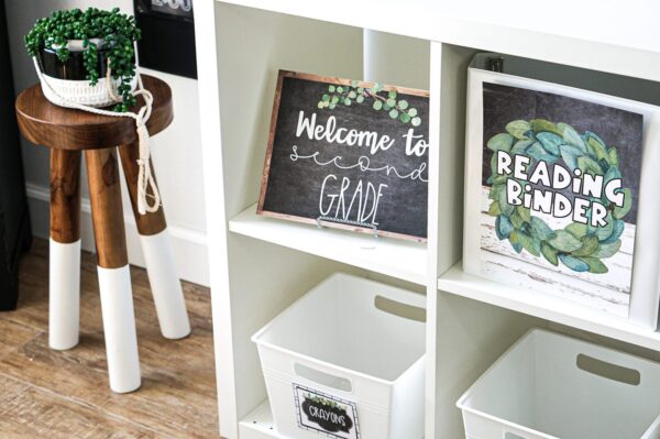 Modern Farmhouse Classroom Decor Bundle - Classroom Shows a picture of the modern farmhouse classroom theme set up in a real classroom
