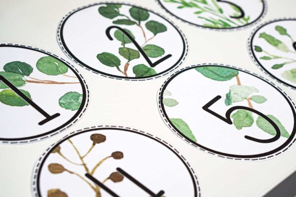 Modern Farmhouse Classroom Decor Bundle - Circle Numbers Shows example circle numbers from the modern farmhouse classroom theme