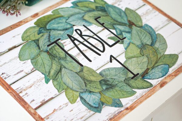 Modern Farmhouse Classroom Decor Bundle - Table Number Shows an example of a table number featuring "table number 1"