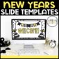 Shows the first New Year's Day Google Slide on a stock photo