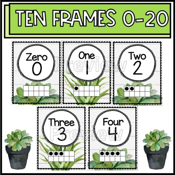 Shows snipped versions of the plant ten frames numbers 0-5.
