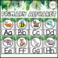 Shows snipped images of the primary alphabet posters with pictures. Shows letters A through H, with each poster having a picture of an object that matches the letter.