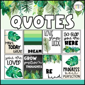 Shows 8 Tropical Inspirational Quote Posters snipped onto the same image