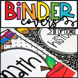 Shows the Vintage Vibes binder covers cover photo. Includes examples of history and math binder covers.